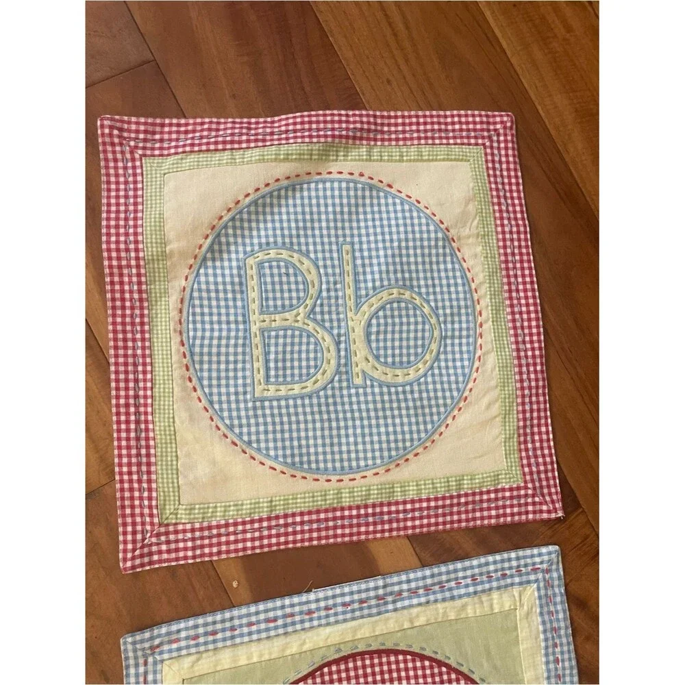 Pottery barn kids ABCs cloth quilted squares placemats hanging decor nursery